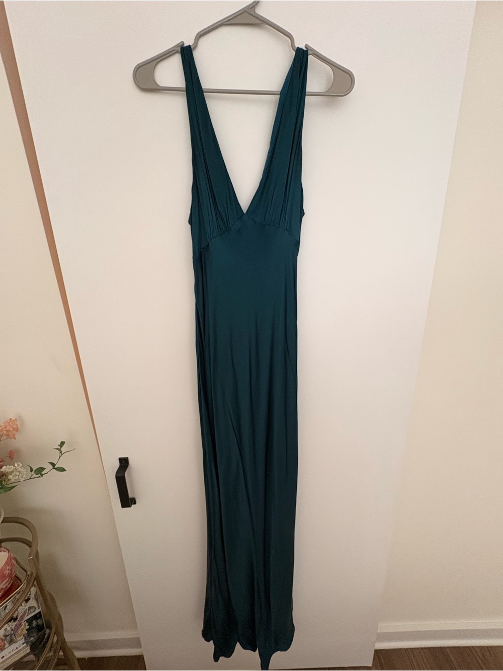 Hello Molly Satin Teal Maxi Dress